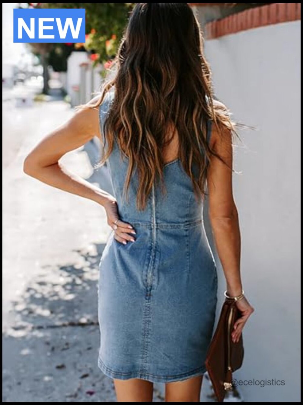 Sleeveless Denim Mini Bodycon Dress Sexy Tube Top - Picture 4 of 5